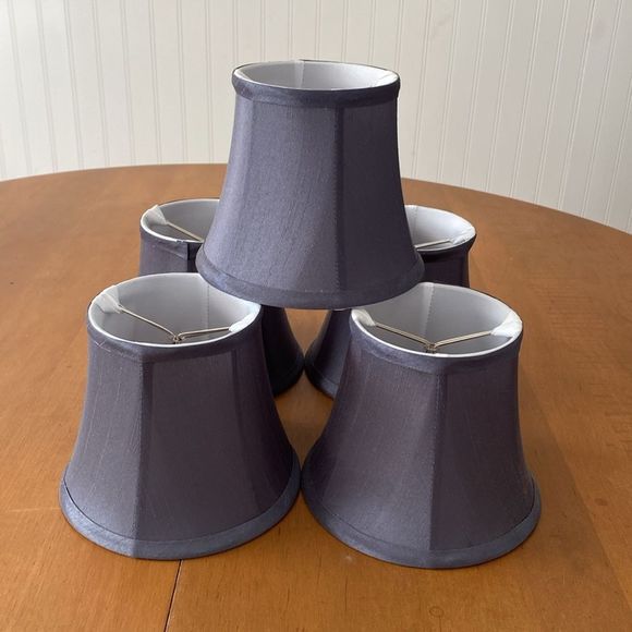 Chandelier Light Shades Set Of 5 Clip On Faux Silk Gray - Picture 4 of 6